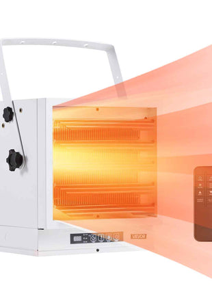 Electric Garage Heater, 10000-Watt with Remote Control & 10 Hour Timer & Overheat Protection Wall/Ceiling Mounted Shop Heater, Commercial Fan-forced for Indoor Workshop  Warehouse,240V White