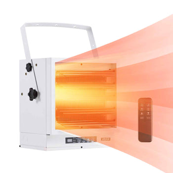 Electric Garage Heater, 10000-Watt with Remote Control & 10 Hour Timer & Overheat Protection Wall/Ceiling Mounted Shop Heater, Commercial Fan-forced for Indoor Workshop  Warehouse,240V White