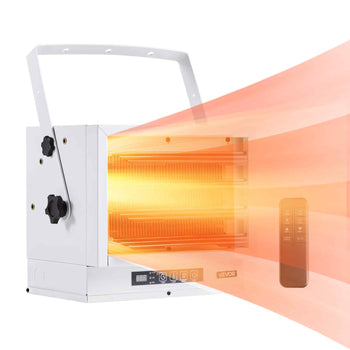 Electric Garage Heater, 8500-Watt with Remote Control & 10 Hour Timer & Overheat Protection Wall/Ceiling Mounted Shop Heater, Commercial Fan-forced for Indoor Workshop  Warehouse,240V White