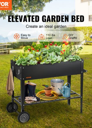 Raised Garden Bed, 42.5 x 19.5 x 31.5 inch Galvanized Metal Planter Box, Elevated Outdoor Planting Boxes with Legs, for Growing Flowers/Vegetables/Herbs in Backyard/Garden/Patio/Balcony, Black
