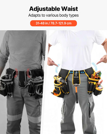 Tool Belt, Magnetic Tool Pouch for Men, 28 Pockets Heavy Duty Adjustable Utility Belt Detachable Work Bag for Electrician, Carpenter, Construction, Work Apron Organizer, Waist Adjust 31 to 48in