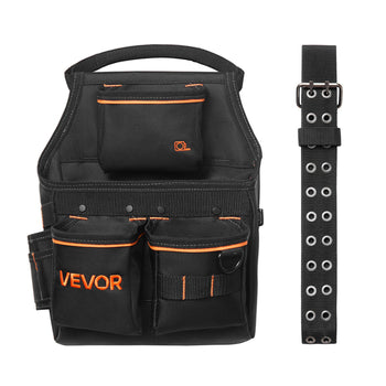 Tool Pouch with Belt, 14 Pockets Professional Tool Belt Pouch for Men, Heavy Duty Detachable Adjustable Utility Work Bag for Electrician, Carpenter, Construction, Adjusts Waist 32 to 50 Inches