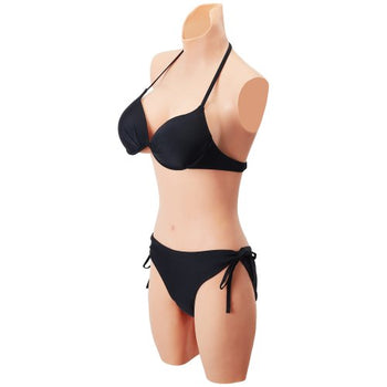 Silicone Bodysuit, D-Cup Silicone Breastplate for Crossdressers, Realistic Silk Cotton-Filled Fake Boobs Breast Forms for Transgender Cosplay Drag Queen, Nude