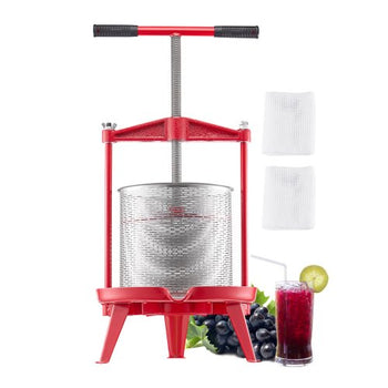 3.69 Gal/14L Fruit Wine Press, Stainless Steel Basket with Cross-beam and Triangular Structure, Manual Juice Maker, Cider Apple Grape Tincture Making Press with T-Handle for Kitchen Home
