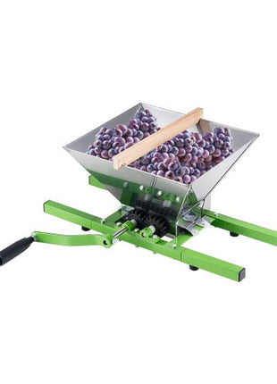 1.8 Gal/7L Fruit and Apple Crusher, Large Manual Grinder, Stainless Steel Fruit Scratter Pulper for Wine Cider Apple Grape Pressing, with Roller Handle for Kitchen Home, Green