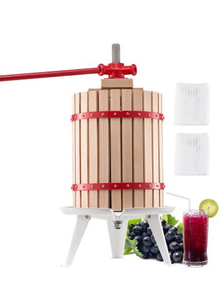 4.75 Gal/18L Fruit Wine Press, Solid Wood Basket with 8 Blocks, Heavy Duty Manual Juice Maker, Cider Apple Grape Tincture Honey Olive Oil Making Press with Handle for Kitchen, Home