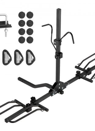 Hitch Mount Bike Rack, 2-Bike Platform Style, 80 LBS Max Capacity Bike Rack Hitch for 1.25-/2-inch Receiver, Titling and Folding Bike Carrier with Tires up to 2.4" Wide, for Car, SUV, Truck, RV
