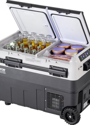 Portable Car Refrigerator, 12 Volt Car Refrigerator Fridge, 50 L / 52.8 QT Dual Zone Portable Freezer, -4?-68? Adjustable Temperature, Compressor Cooler for Home, Outdoor, Camping, RV, Car