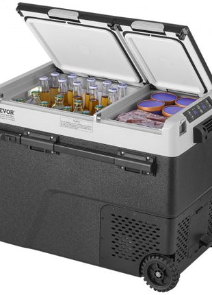 Portable Car Refrigerator, 12 Volt Car Refrigerator Fridge, 58 L / 61.5 QT Dual Zone Portable Freezer, -4?-68? Adjustable Temperature, Compressor Cooler for Home, Outdoor, Camping, RV, Car