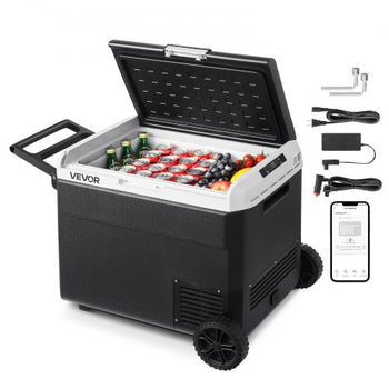 12 Volt Car Refrigerator, 63.4QT/60L Car Fridge, Portable Electric Cooler with Wheels and Handle, -4?~68?, 12/24V DC and 100- 240V AC Compressor Freezer for Outdoor, Camping, Travel, RV