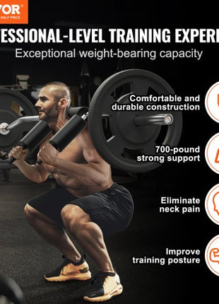 Safety Squat Bar, 700 LBS Fitness Squat  Bar, Safety Squat Bar Attachment with Shoulder and Arm Pads, 28mm Diameter Weight Bar, Ideal for Front Squats, Lunges, Rehab, Physical Therapy