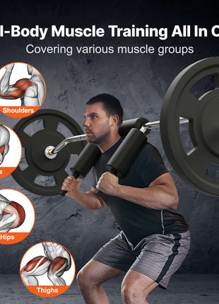 Full-body muscle training equipment featuring black weights and a sleek design for effective workouts.