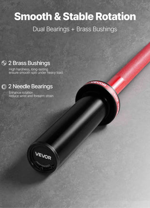4FT Barbell Bar, Fits 2-Inch Weight Plates, Barbell Bar with Knurled Grip for Strength Training, Weightlifting, Squat, Deadlift, Bench Press, Curl, Overhead Press, 550lbs/226kg Capacity