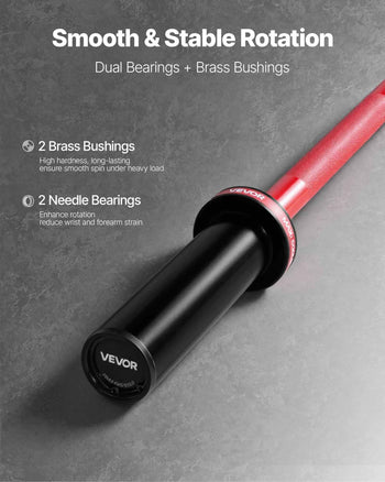 4FT Barbell Bar, Fits 2-Inch Weight Plates, Barbell Bar with Knurled Grip for Strength Training, Weightlifting, Squat, Deadlift, Bench Press, Curl, Overhead Press, 550lbs/226kg Capacity
