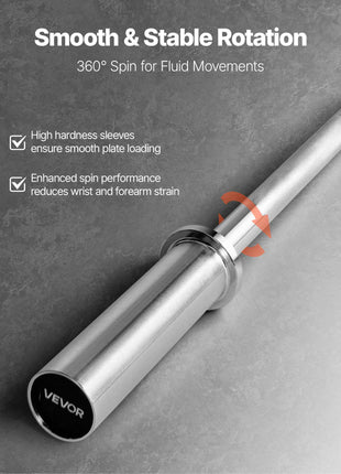 6FT Barbell Bar, Fits 2-Inch Weight Plates, Chrome Plated Barbell Bar with Knurled Grip for Strength Training, Weightlifting, Squat, Deadlift, Bench Press, Curl, Overhead Press, 500lbs Capacity