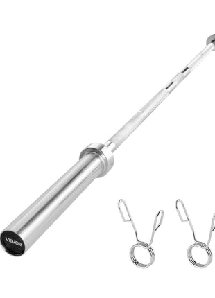 6FT Barbell Bar, Fits 2-Inch Weight Plates, Chrome Plated Barbell Bar with Knurled Grip for Strength Training, Weightlifting, Squat, Deadlift, Bench Press, Curl, Overhead Press, 500lbs Capacity