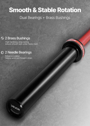 6FT Barbell Bar, Fits 2-Inch Weight Plates, Barbell Bar with Knurled Grip for Strength Training, Weightlifting, Squat, Deadlift, Bench Press, Curl, Overhead Press, 700lbs/317kg Capacity