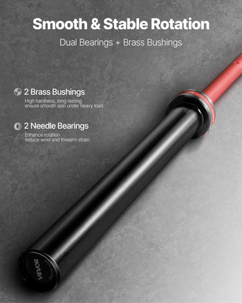 7FT Barbell Bar, Fits 2-Inch Weight Plates, Barbell Bar with Knurled Grip for Strength Training, Weightlifting, Squat, Deadlift, Bench Press, Curl, Overhead Press, 1000lbs/453kg Capacity