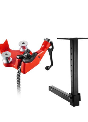 Heavy-Duty Pipe Chain Vise, 1/8" - 5" Pipe Capacity, 26" Rugged Chain & Cast Iron Base, Hitch Mount Vise Plate Holder With Adjustable Height - Fits 2 inch x 2 inch Receiver
