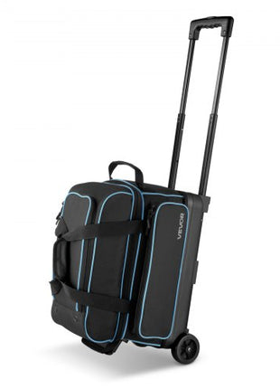 Bowling Ball Bag, 2 Ball Double Roller Bowling Bag with Wheels, Featuring a Separate Compartment for Shoes (Up To US Size 16) & Oversized Accessory Pocket, Retractable Handle Extends to 41.32 in