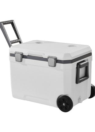 Portable Cooler, 45 QT Wheeled Cooler with Ice Retention, Heavy-Duty Handles and Cup Holder, Lightweight Rigid Material Insulated Portable Cooler, Suitable for Family Picnics and Long Trips