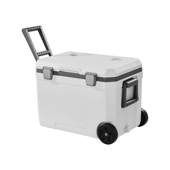 Portable Cooler, 45 QT Wheeled Cooler with Ice Retention, Heavy-Duty Handles and Cup Holder, Lightweight Rigid Material Insulated Portable Cooler, Suitable for Family Picnics and Long Trips