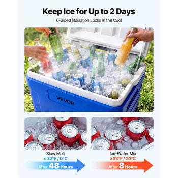 Hard Cooler, 45QT Portable Rolling Cooler with Wheels, Leak-Resistant Coolbox Keeps Contents Cool for 48 Hours, Ice Retention Insulated Chests, Ultra-Light for Outdoor Picnics, Grill, Camping