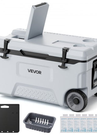 Hard Cooler, 52QT Portable Rolling Cooler with Wheels, Leak-Resistant Coolbox Keeps Contents Cool for 48 Hours, Ice Retention Insulated Chests, Ultra-Light for Outdoor Picnics, Grill, Camping
