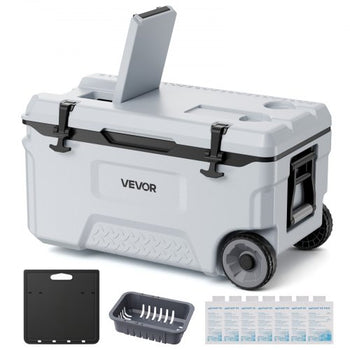 Hard Cooler, 52QT Portable Rolling Cooler with Wheels, Leak-Resistant Coolbox Keeps Contents Cool for 48 Hours, Ice Retention Insulated Chests, Ultra-Light for Outdoor Picnics, Grill, Camping