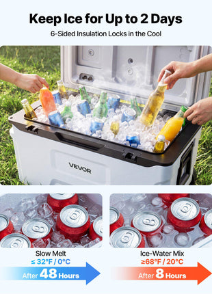 Hard Cooler, 52QT Portable Rolling Cooler with Wheels, Leak-Resistant Coolbox Keeps Contents Cool for 48 Hours, Ice Retention Insulated Chests, Ultra-Light for Outdoor Picnics, Grill, Camping