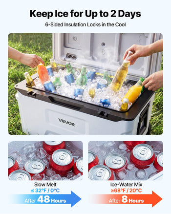 Hard Cooler, 52QT Portable Rolling Cooler with Wheels, Leak-Resistant Coolbox Keeps Contents Cool for 48 Hours, Ice Retention Insulated Chests, Ultra-Light for Outdoor Picnics, Grill, Camping