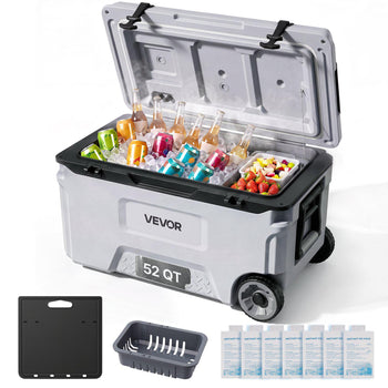 Hard Cooler, 52QT Portable Rolling Cooler with Wheels, Leak-Resistant Coolbox Keeps Contents Cool for 48 Hours, Ice Retention Insulated Chests, Ultra-Light for Outdoor Picnics, Grill, Camping