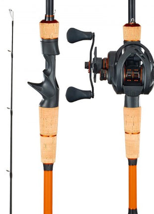 Rod and Fishing Reel Combo, IM7 Carbon Fiber Baitcasting Rod and Reel Combo, Bass Fishing Pole with 7+1 BB System, 7.0:1 Gear Ratio, Cork Handle, Stainless Steel Guides with Ceramic Rings