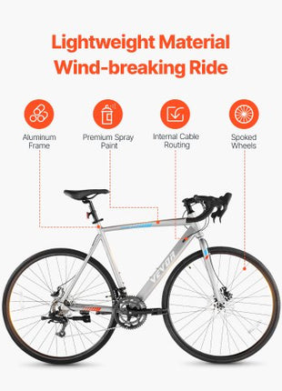 Road Bike, 700C Wheels Racing Bike, L-TWOO 14 Speeds Drivetrain City Commuter Road Bicycle, Urban Adult Sport Bike with Lightweight Aluminum Alloy Frame, Drop Bar, Disc Brake, for Men Women