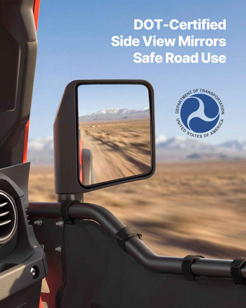 Tube Door Side Mirrors, Compatible with Jeep Wrangler CJ7 YJ TJ JK JL/Gladiator JT/Cherokee XJ, DOT-Certified Side View Mirrors for Half Tubular Doors, Up/Down/Left/Right Adjustable, 1 Pair