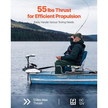 Electric Trolling Motor, 55lbs Thrust with GPS, 10-Speed Bow Mounted Saltwater Outboard Boat Motor with Remote Control & LCD Battery Indicator, for Kayaks, Fishing Boats, 36-Inch Shaft