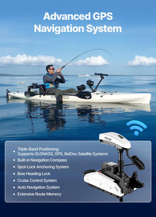 Electric Trolling Motor, 55lbs Thrust with GPS, 10-Speed Bow Mounted Saltwater Outboard Boat Motor with Remote Control & LCD Battery Indicator, for Kayaks, Fishing Boats, 36-Inch Shaft