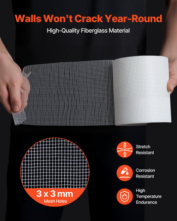 Drywall Mesh Tape, 5.91 inch W x 98.43 ft L Self-Adhesive Fiberglass Drywall Joint Tape, 12 Rolls Dry Wall Patch for Easy Sheetrock Ceiling Crack Repair, to Achieve Smooth Even Wall Surface
