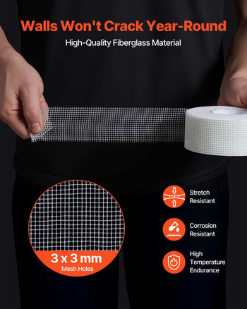 Drywall Mesh Tape, 1.97 inch W x 147.64 ft L Self-Adhesive Fiberglass Drywall Joint Tape, 36 Rolls Dry Wall Patch for Easy Sheetrock Ceiling Crack Repair, to Achieve Smooth Even Wall Surface