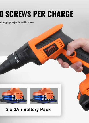 Drywall Screw Gun, 20V Max Drywall Screwgun, 4200RPM Brushless Cordless Drywall Gun Kit with 2 Battery Packs, Charger, Belt Clip, and Tool Bag, Forward and Reverse Adjustable, Built-in LED Light