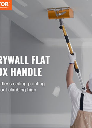 Drywall Flat Box Handle, 40''-64'', Anodized Aluminum Flat Finishing Extension Handle, 5-Section Length Adjustable, Non-slip Grip and 360° Painting for Plasterboard, Wallboard, Sheetrock