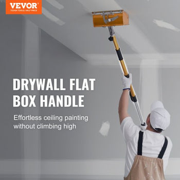 Drywall Flat Box Handle, 40''-64'', Anodized Aluminum Flat Finishing Extension Handle, 5-Section Length Adjustable, Non-slip Grip and 360° Painting for Plasterboard, Wallboard, Sheetrock