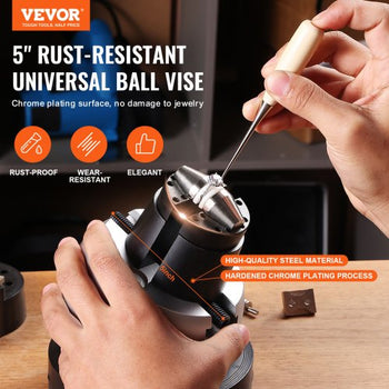 Ball Vise, 5" Engraving Setting Tool, 360° Rotation Engraving Block Vise, 35 PCS Attachment Jewelry Engraving Block Tools Standard Block for Gemstone Inlay and Small-Scale Engraving