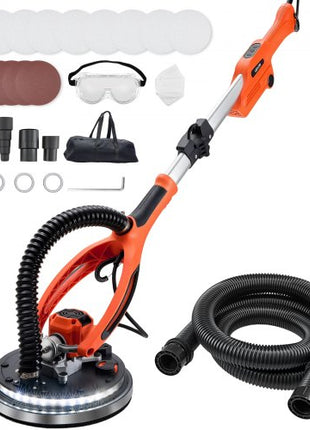 Drywall Sander, 950W Electric Drywall Sander, Popcorn Ceiling Removal Tool with 7 Variable Speed 1000-2300 RPM, Double-Deck LED Light, Foldable & Extendable Handle, 15 Sanding Discs, Dust Hose