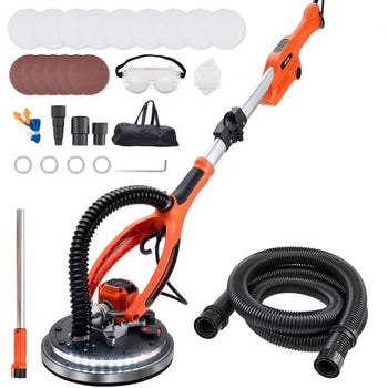 Drywall Sander, 950W Electric Drywall Sander, Popcorn Ceiling Removal Tool with 7 Variable Speed 1000-2300 RPM, Double-Deck LED Light, Foldable & Extendable Handle, 15 Sanding Discs, Dust Hose