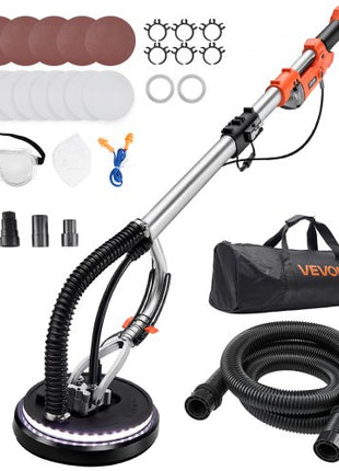 Drywall Sander, 1010W Electric Drywall Sander, Popcorn Ceiling Removal Tool with 7 Variable Speed 1000-2200 RPM, Double-Deck LED Light, Foldable & Extendable Handle, 15 Sanding Discs, Dust Hose