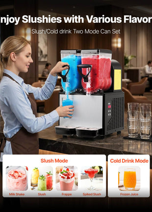 Slushie Machine, 6L/1.6Gal x 2 Tank Commercial Slushy Maker, Frozen Drink Maker with Self-Cleaning, Margarita Machine for Restaurants Bars Party for Slushie, Margaritas, Milkshake & More