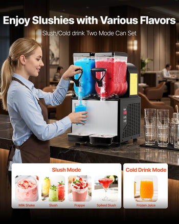 Slushie Machine, 6L/1.6Gal x 2 Tank Commercial Slushy Maker, Frozen Drink Maker with Self-Cleaning, Margarita Machine for Restaurants Bars Party for Slushie, Margaritas, Milkshake & More