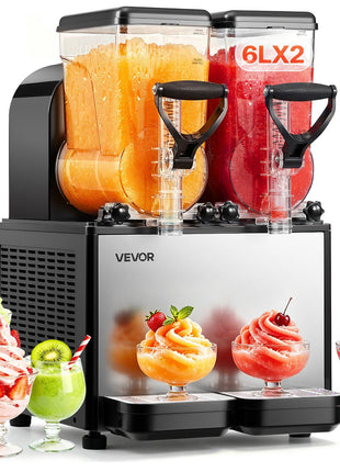 Slushie Machine, 6L/1.6Gal x 2 Tank Commercial Slushy Maker, Frozen Drink Maker with Self-Cleaning, Margarita Machine for Restaurants Bars Party for Slushie, Margaritas, Milkshake & More
