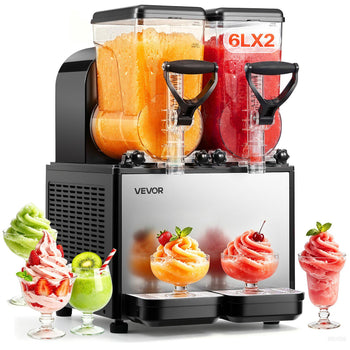 Slushie Machine, 6L/1.6Gal x 2 Tank Commercial Slushy Maker, Frozen Drink Maker with Self-Cleaning, Margarita Machine for Restaurants Bars Party for Slushie, Margaritas, Milkshake & More